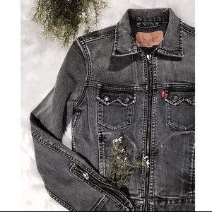 Levi's grey denim motorcycle fitted jacket